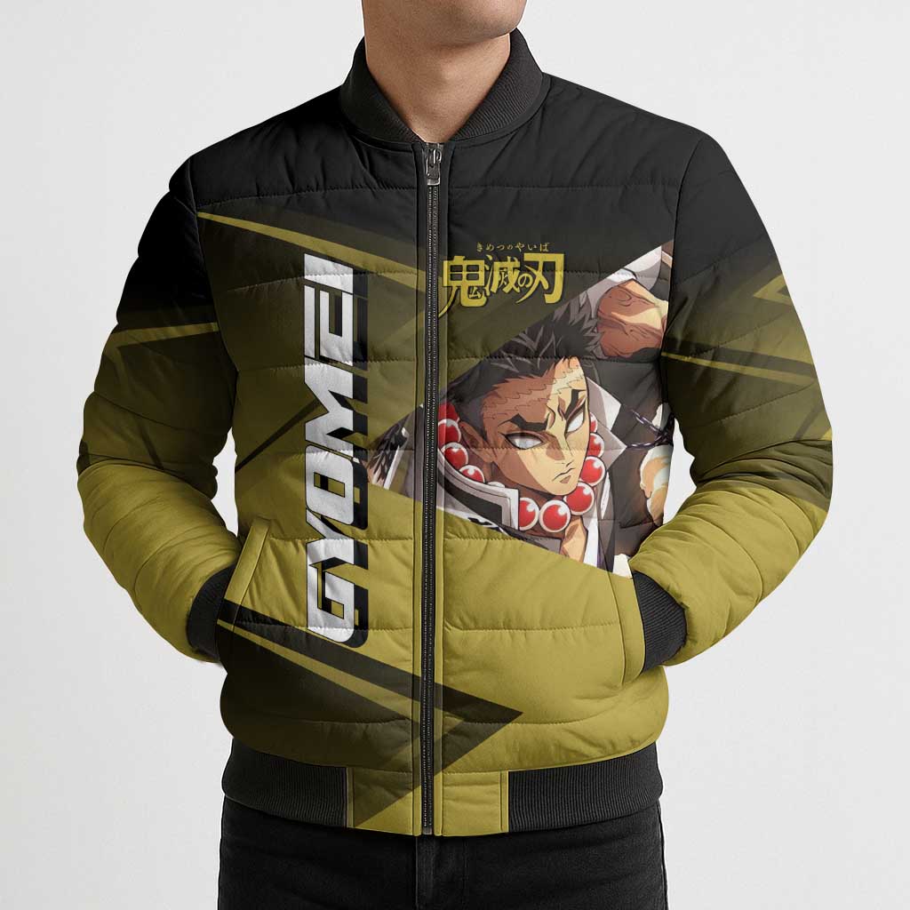 Gyomei Himejima Stone Serve Bomber Puffer Jacket Sporty Anime Mashup Style