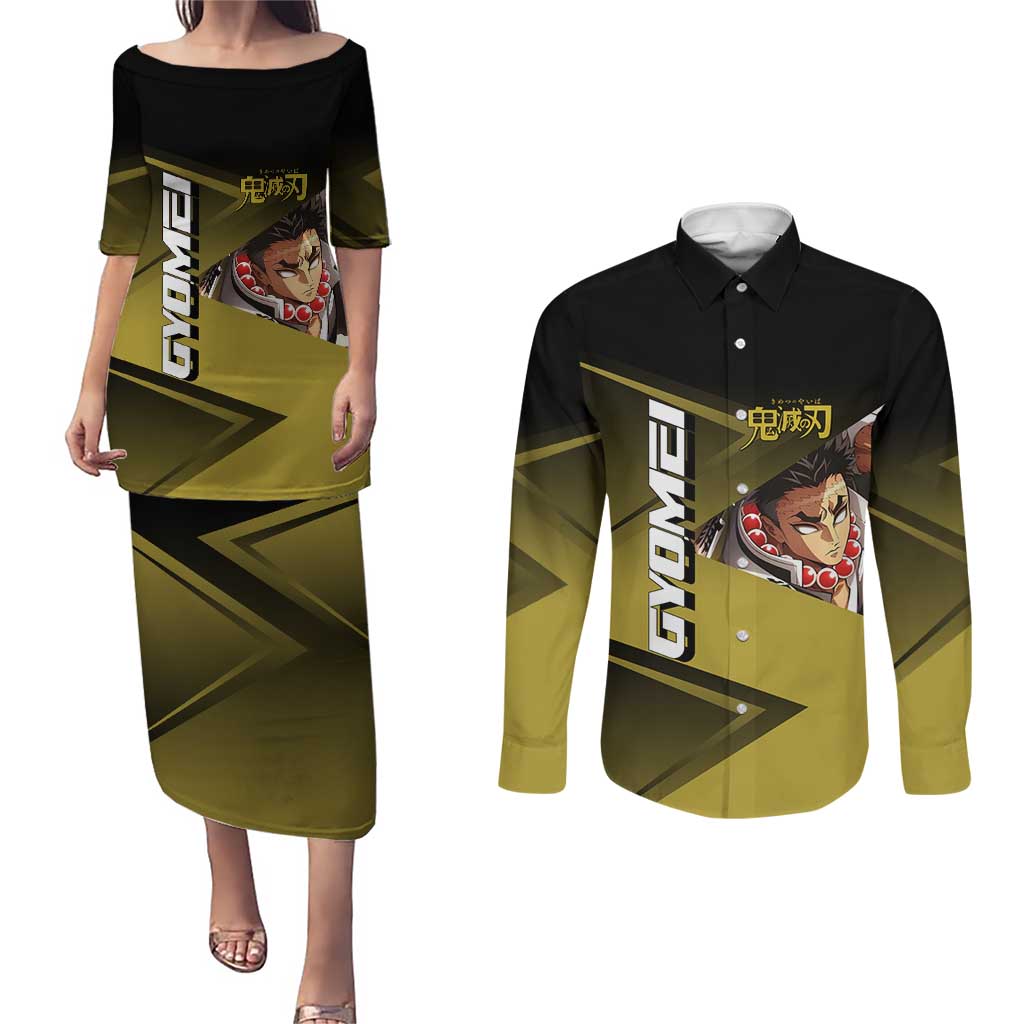 Gyomei Himejima Stone Serve Couples Matching Puletasi and Long Sleeve Button Shirt Sporty Anime Mashup Style