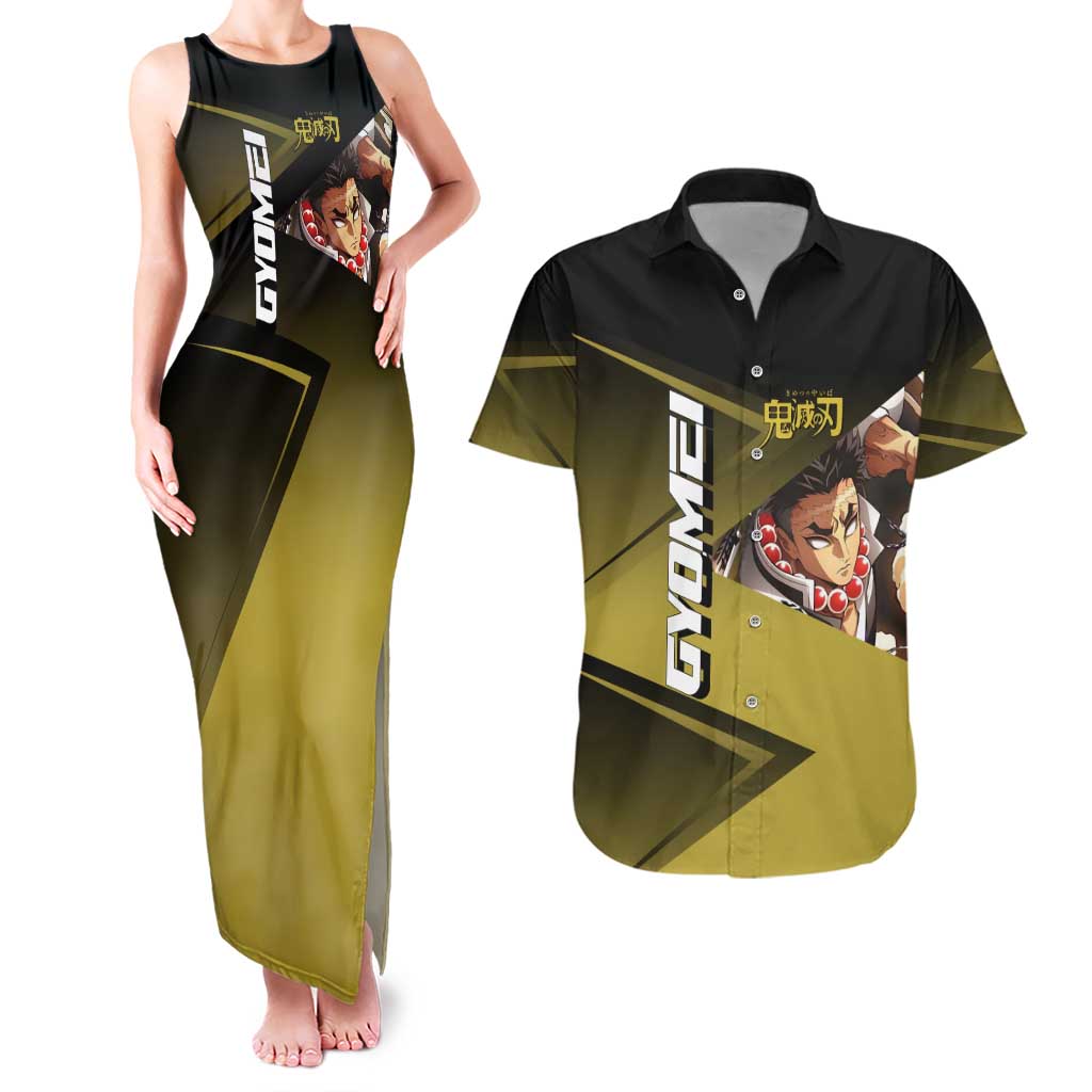 Gyomei Himejima Stone Serve Couples Matching Tank Maxi Dress and Hawaiian Shirt Sporty Anime Mashup Style