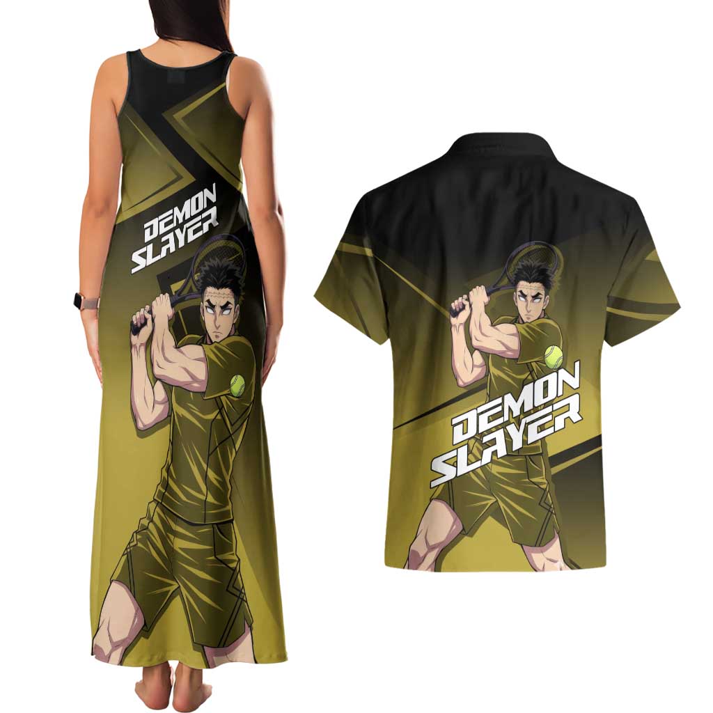 Gyomei Himejima Stone Serve Couples Matching Tank Maxi Dress and Hawaiian Shirt Sporty Anime Mashup Style