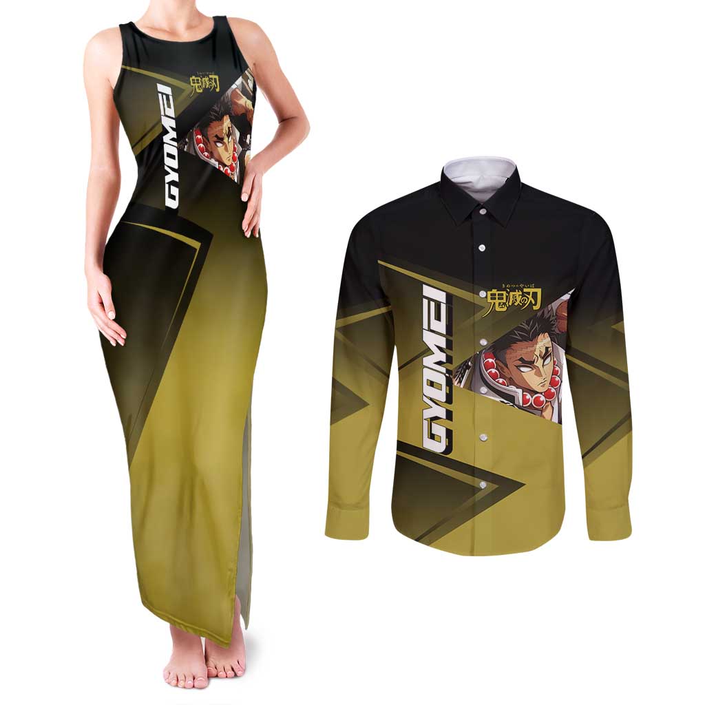 Gyomei Himejima Stone Serve Couples Matching Tank Maxi Dress and Long Sleeve Button Shirt Sporty Anime Mashup Style