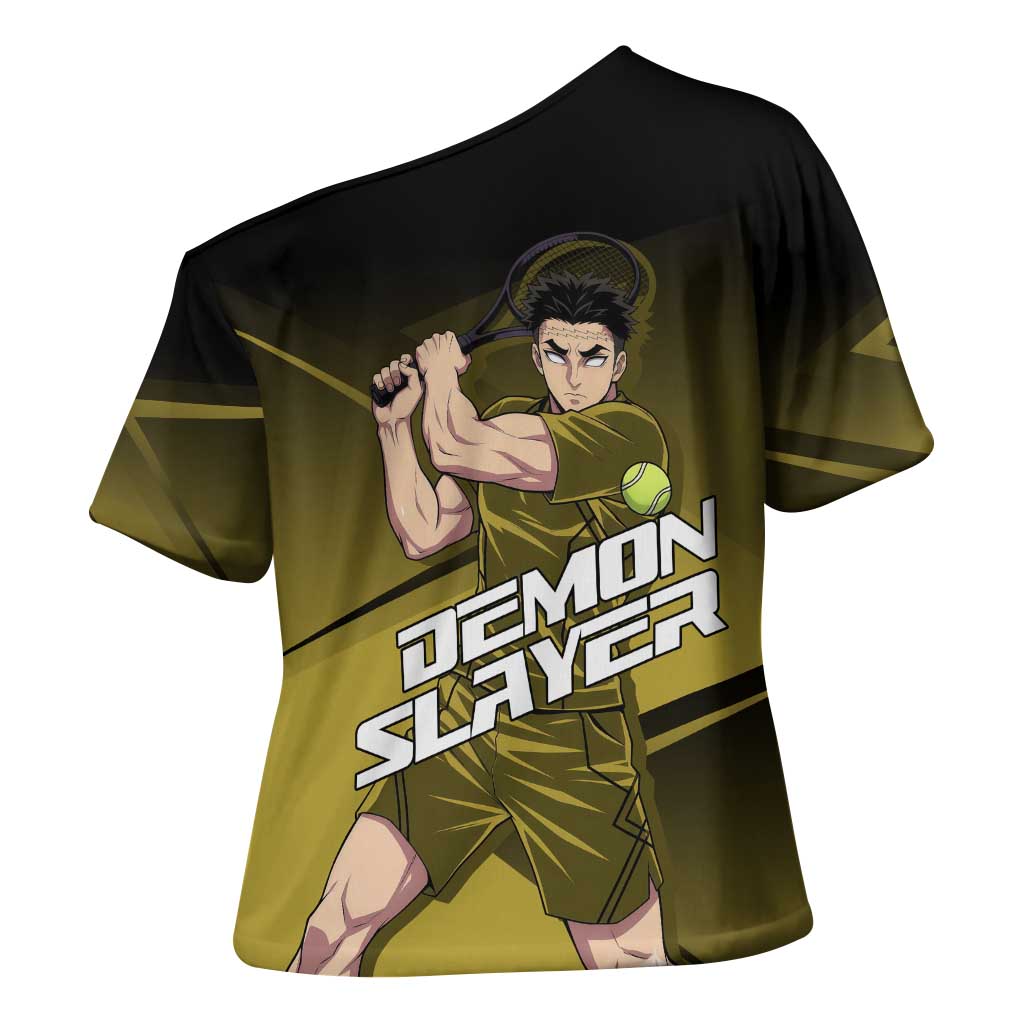 Gyomei Himejima Stone Serve Cross Shoulder Shirt Sporty Anime Mashup Style