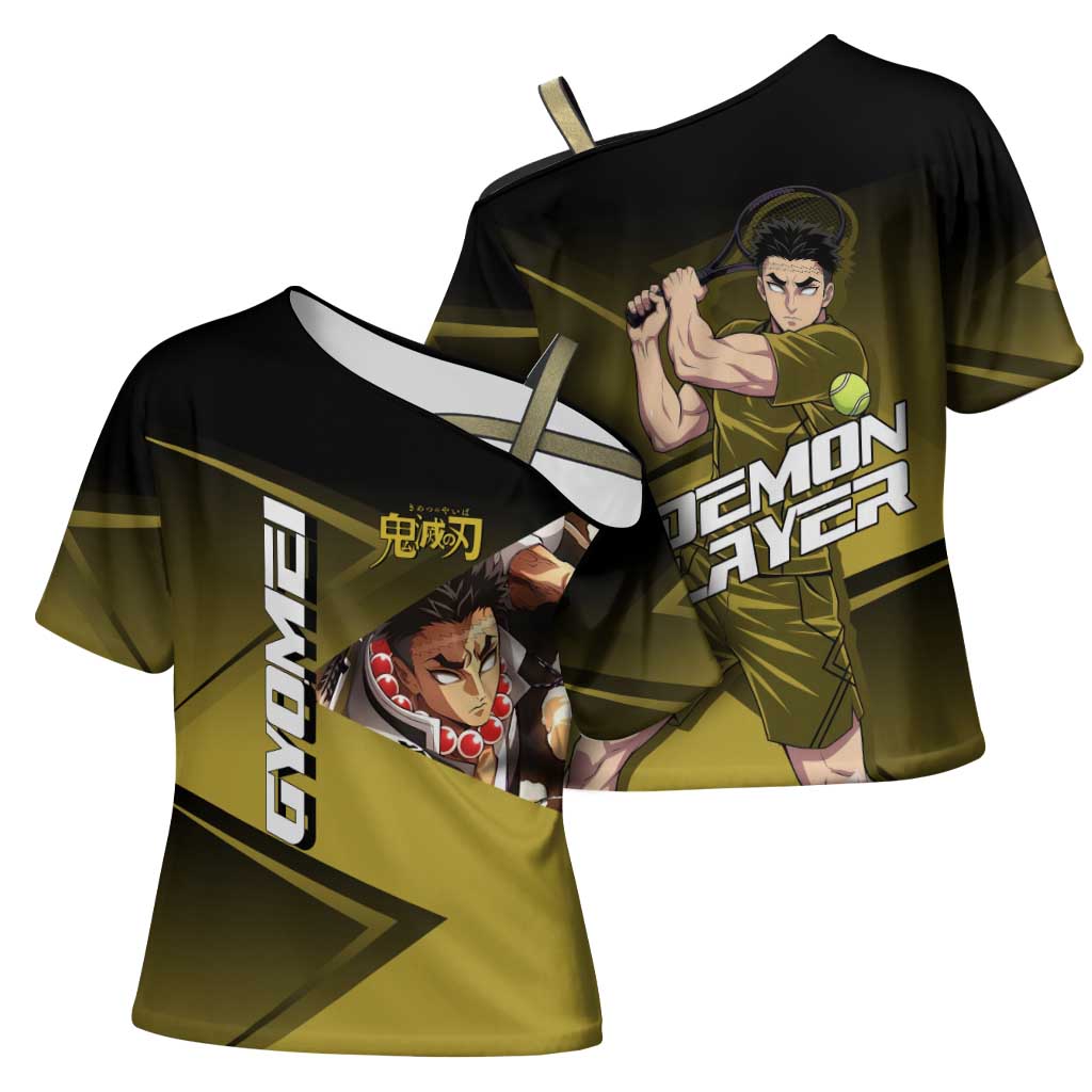 Gyomei Himejima Stone Serve Cross Shoulder Shirt Sporty Anime Mashup Style