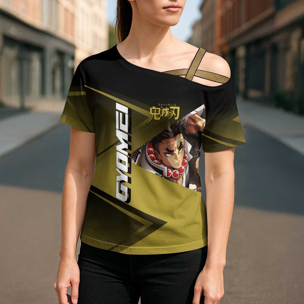 Gyomei Himejima Stone Serve Cross Shoulder Shirt Sporty Anime Mashup Style