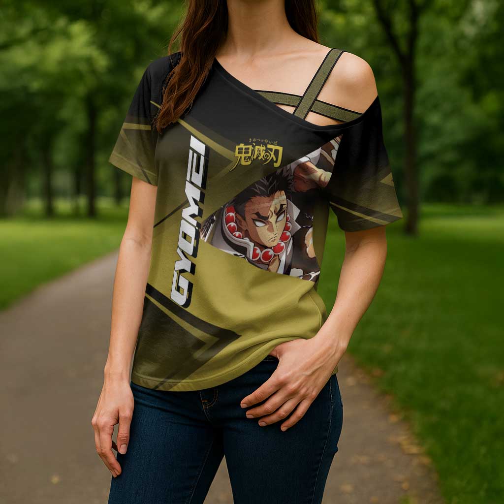 Gyomei Himejima Stone Serve Cross Shoulder Shirt Sporty Anime Mashup Style