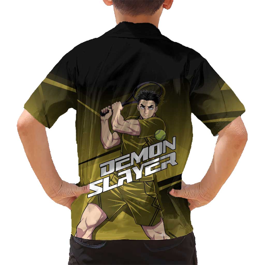 Gyomei Himejima Stone Serve Family Matching Off The Shoulder Long Sleeve Dress and Hawaiian Shirt Sporty Anime Mashup Style