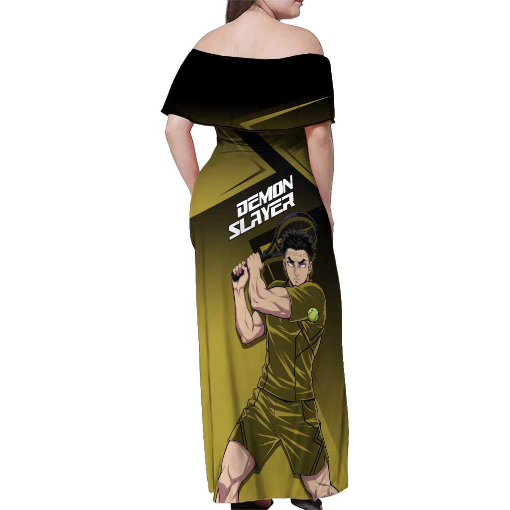 Gyomei Himejima Stone Serve Family Matching Off Shoulder Maxi Dress and Hawaiian Shirt Sporty Anime Mashup Style