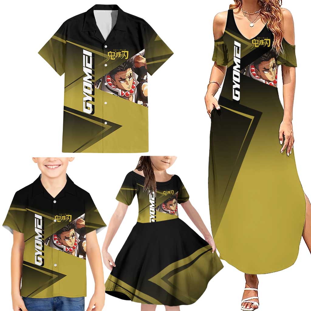 Gyomei Himejima Stone Serve Family Matching Summer Maxi Dress and Hawaiian Shirt Sporty Anime Mashup Style