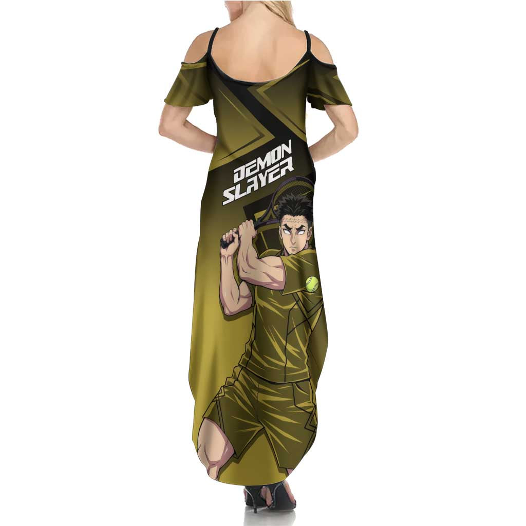 Gyomei Himejima Stone Serve Family Matching Summer Maxi Dress and Hawaiian Shirt Sporty Anime Mashup Style