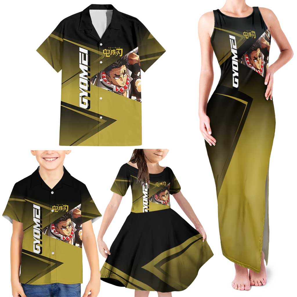 Gyomei Himejima Stone Serve Family Matching Tank Maxi Dress and Hawaiian Shirt Sporty Anime Mashup Style