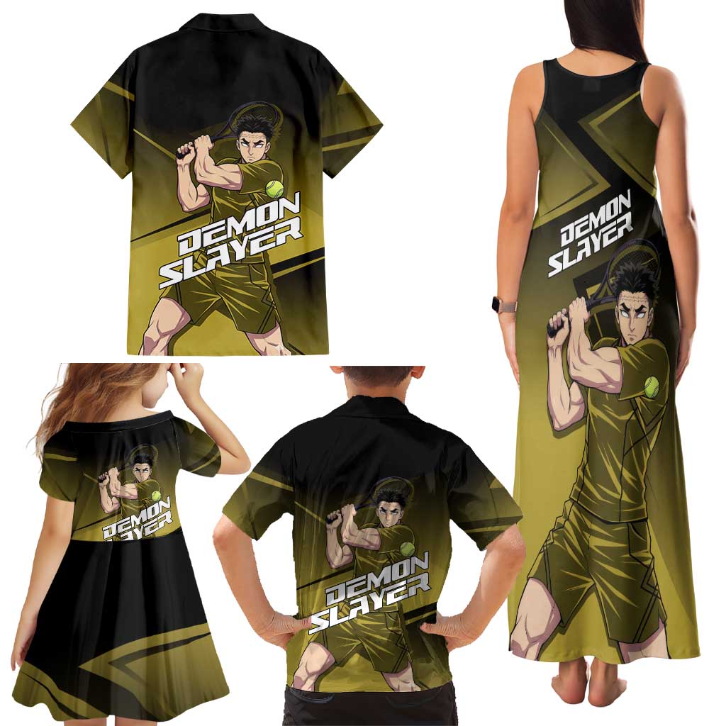 Gyomei Himejima Stone Serve Family Matching Tank Maxi Dress and Hawaiian Shirt Sporty Anime Mashup Style