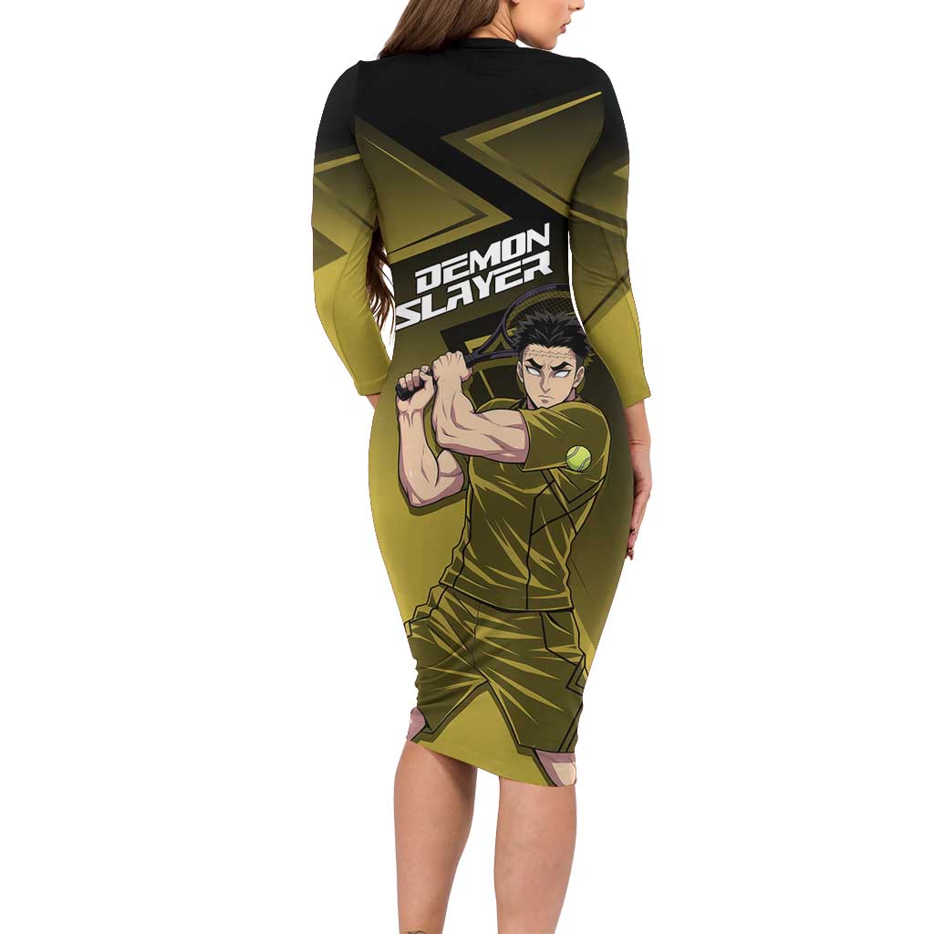 Gyomei Himejima Stone Serve Long Sleeve Bodycon Dress Sporty Anime Mashup Style