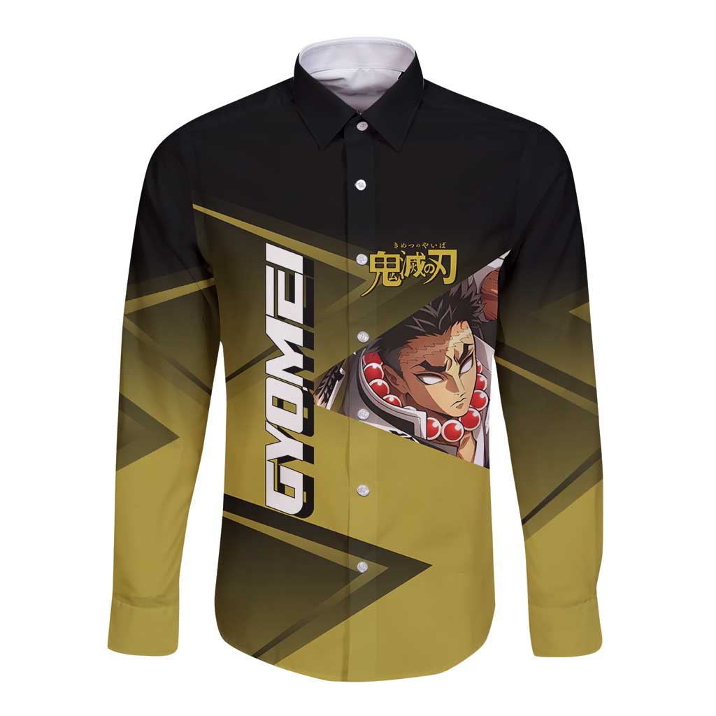 Gyomei Himejima Stone Serve Long Sleeve Button Shirt Sporty Anime Mashup Style