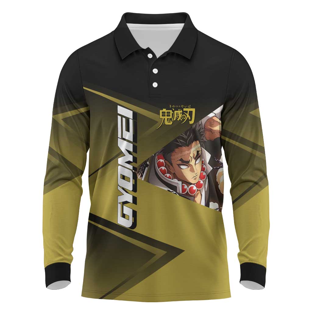Gyomei Himejima Stone Serve Long Sleeve Polo Shirt Sporty Anime Mashup Style