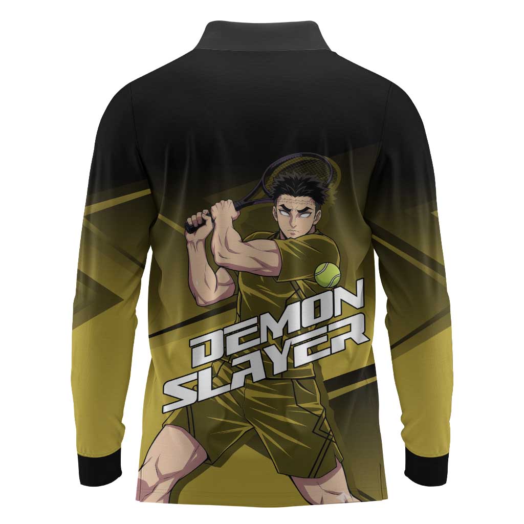 Gyomei Himejima Stone Serve Long Sleeve Polo Shirt Sporty Anime Mashup Style
