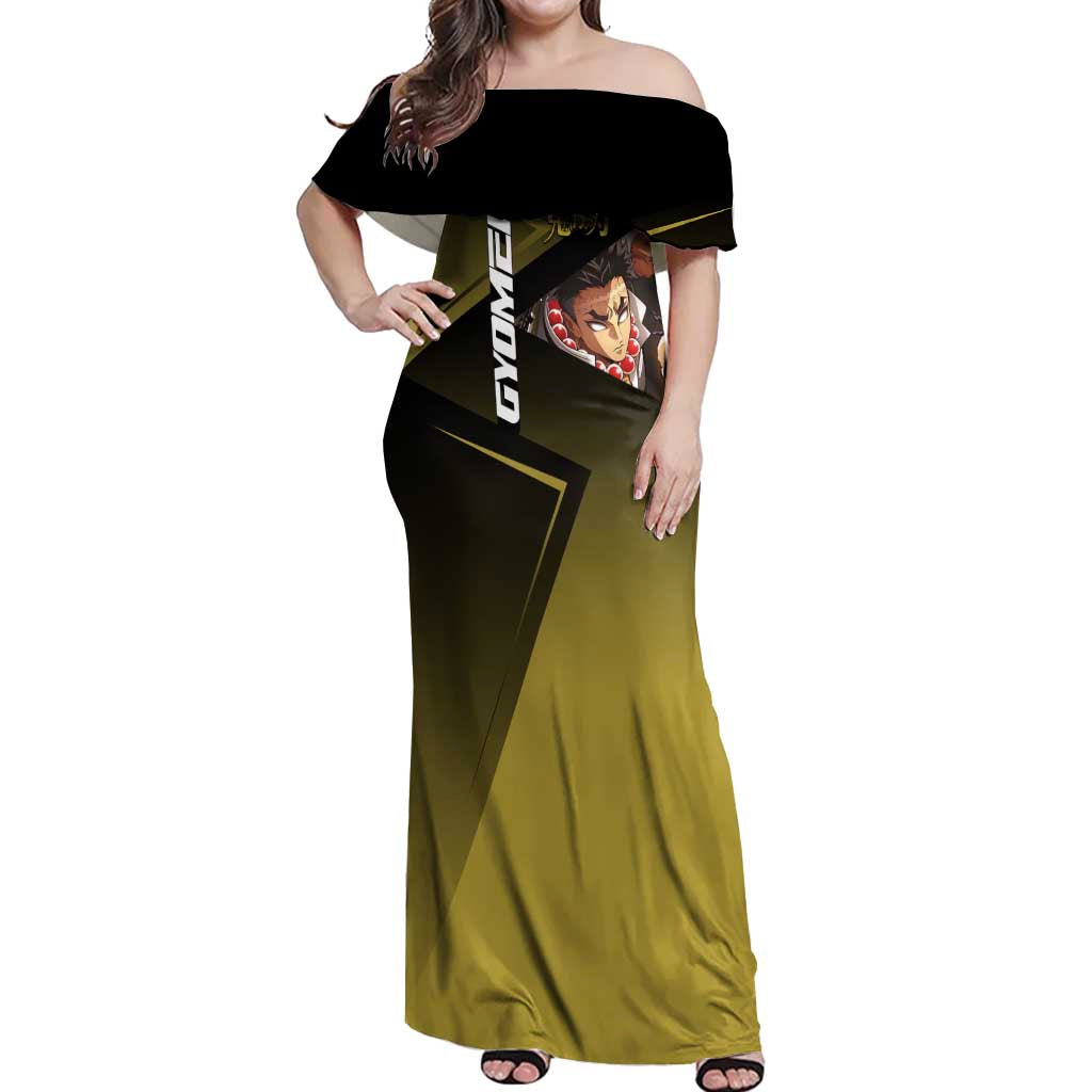 Gyomei Himejima Stone Serve Off Shoulder Maxi Dress Sporty Anime Mashup Style