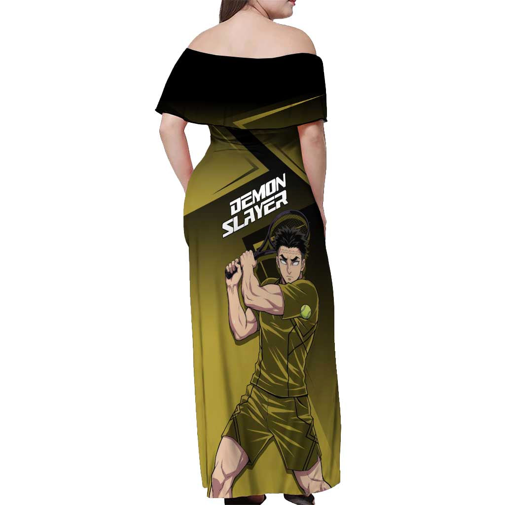 Gyomei Himejima Stone Serve Off Shoulder Maxi Dress Sporty Anime Mashup Style