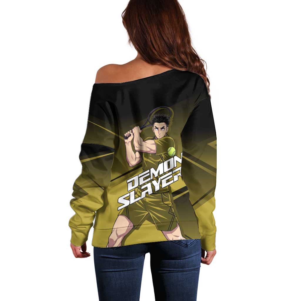 Gyomei Himejima Stone Serve Off Shoulder Sweater Sporty Anime Mashup Style