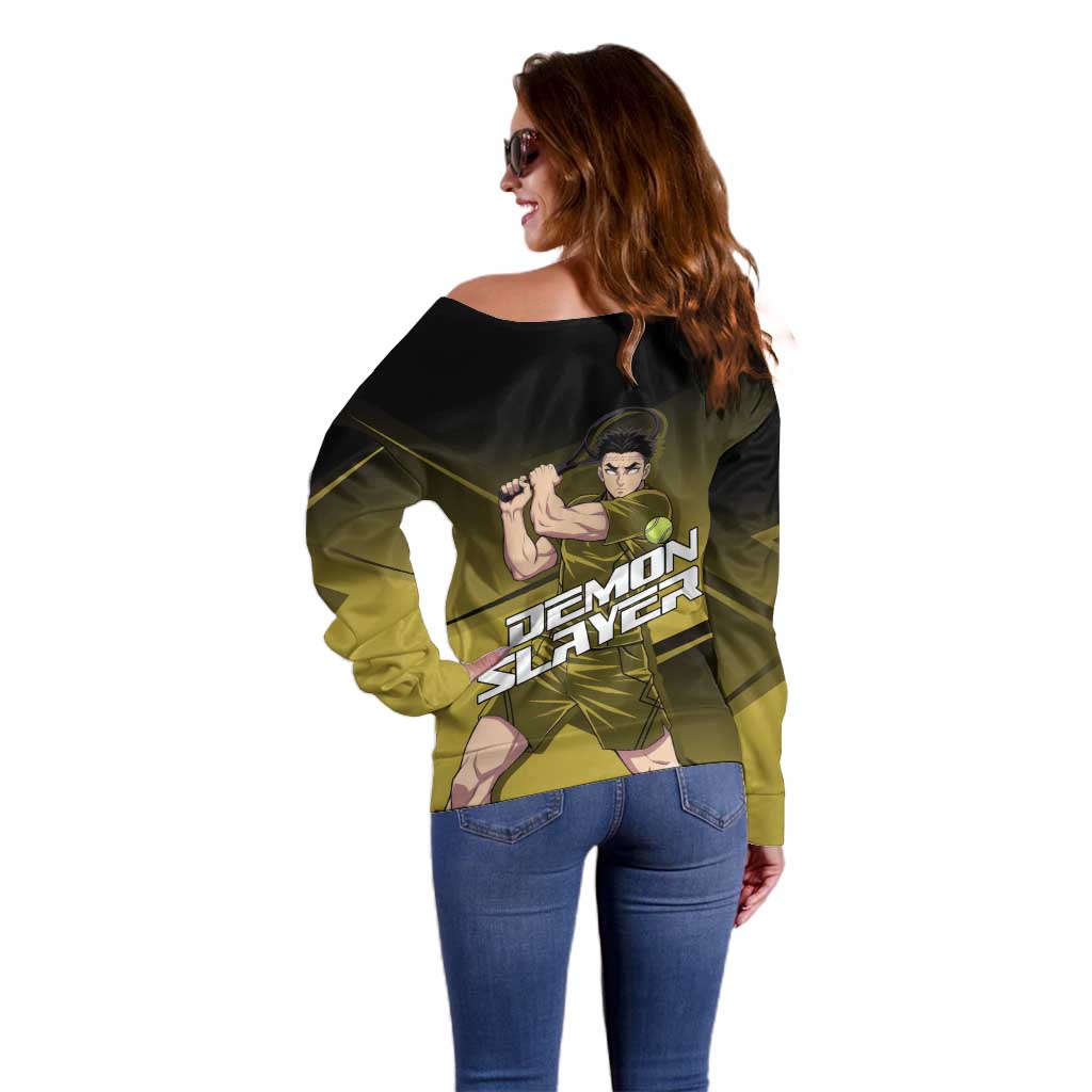 Gyomei Himejima Stone Serve Off Shoulder Sweater Sporty Anime Mashup Style