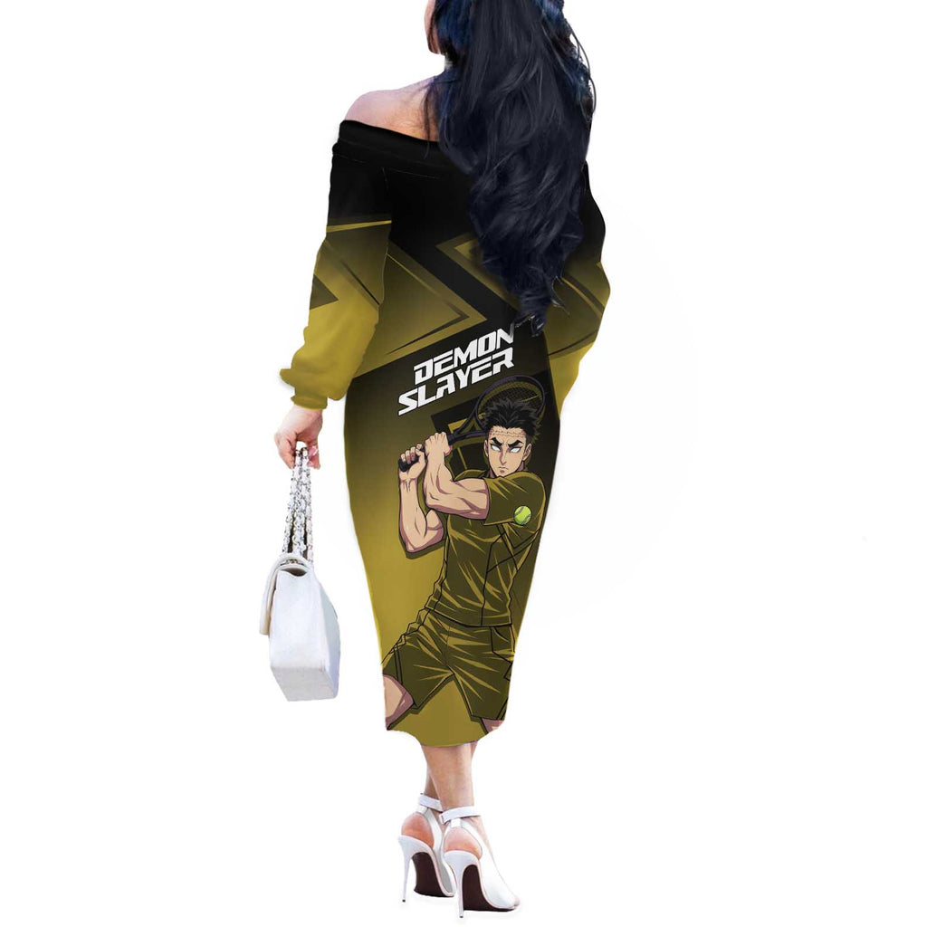 Gyomei Himejima Stone Serve Off The Shoulder Long Sleeve Dress Sporty Anime Mashup Style