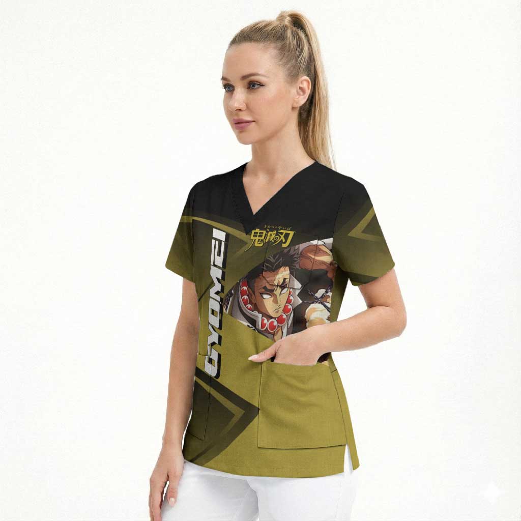 Gyomei Himejima Stone Serve Scrub Top Sporty Anime Mashup Style