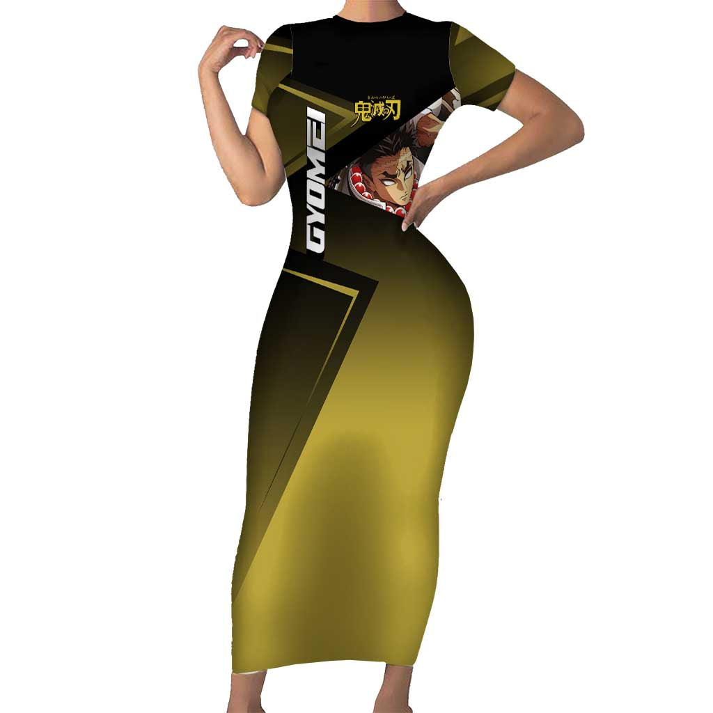 Gyomei Himejima Stone Serve Short Sleeve Bodycon Dress Sporty Anime Mashup Style
