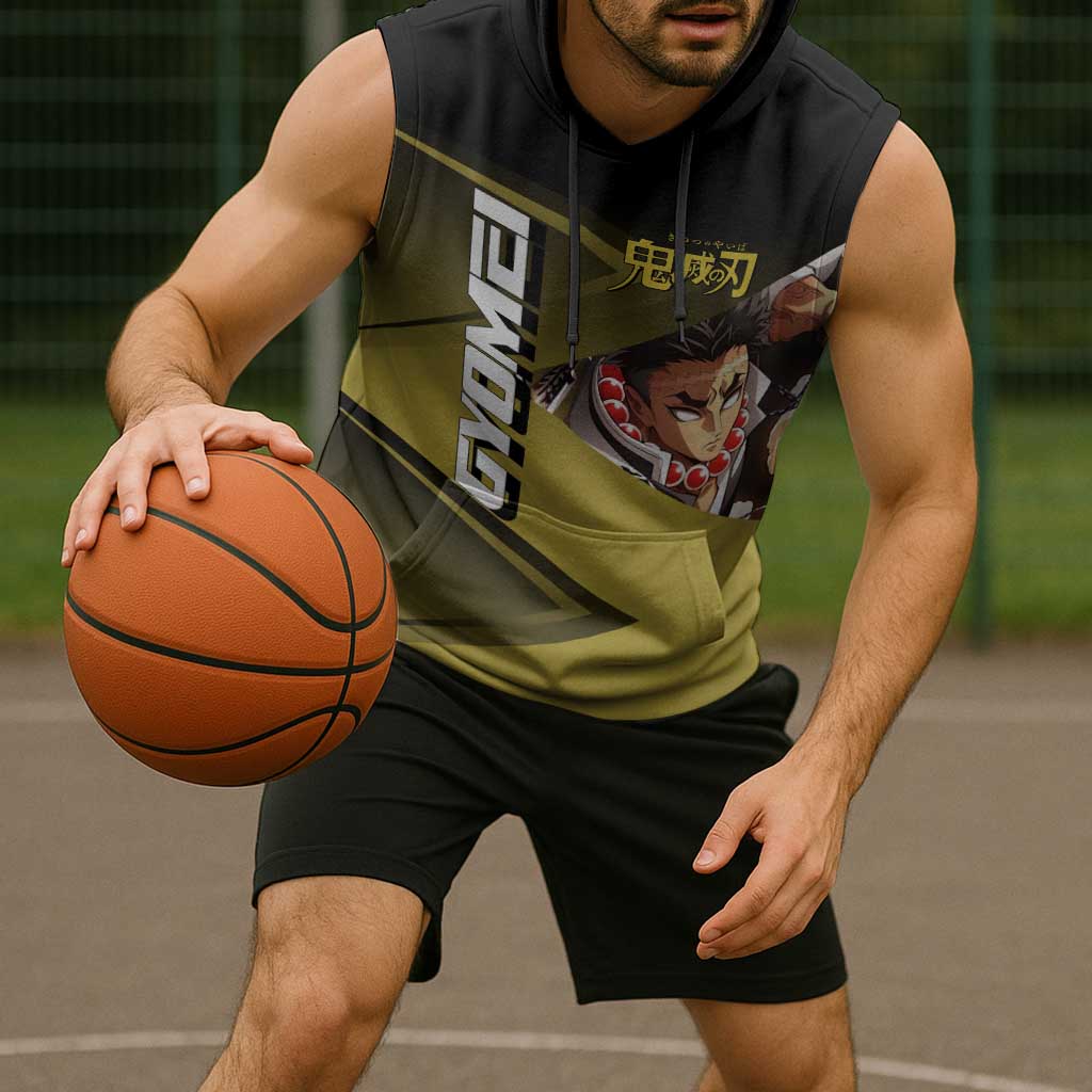 Gyomei Himejima Stone Serve Sleeveless Hoodie Sporty Anime Mashup Style