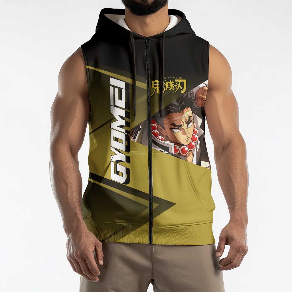 Gyomei Himejima Stone Serve Sleeveless Zip Hoodie Sporty Anime Mashup Style