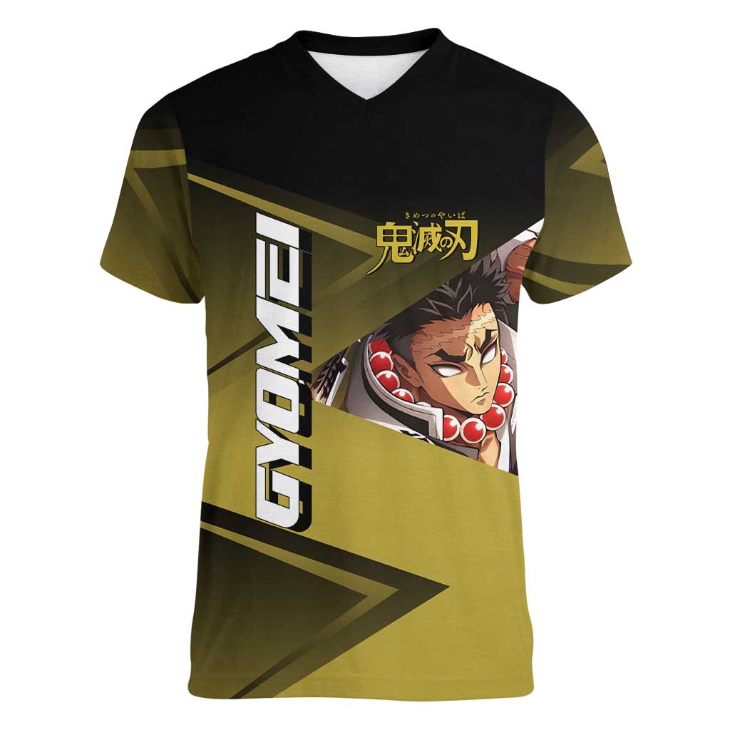Gyomei Himejima Stone Serve Women V-Neck T-Shirt Sporty Anime Mashup Style