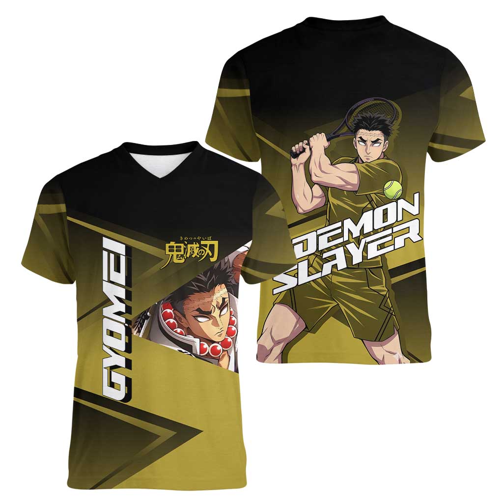 Gyomei Himejima Stone Serve Women V-Neck T-Shirt Sporty Anime Mashup Style