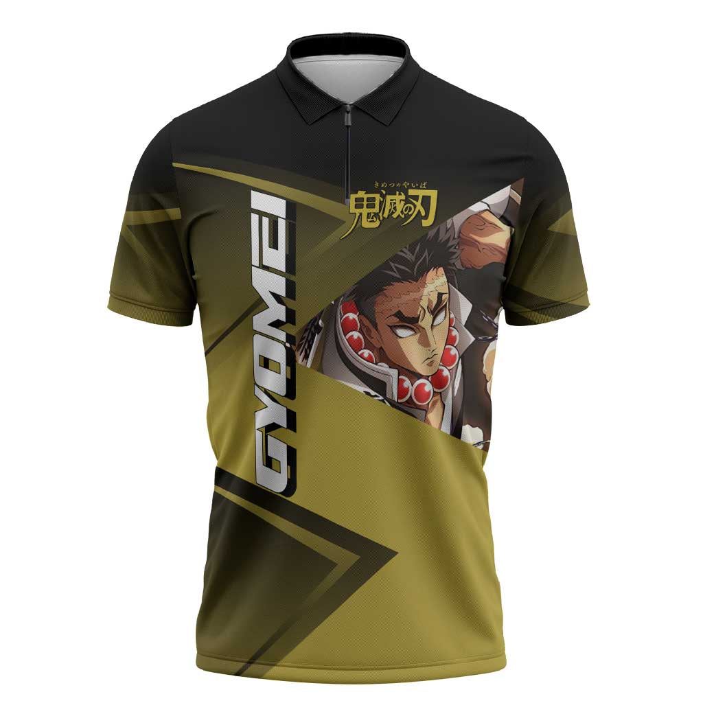 Gyomei Himejima Stone Serve Zipper Polo Shirt Sporty Anime Mashup Style