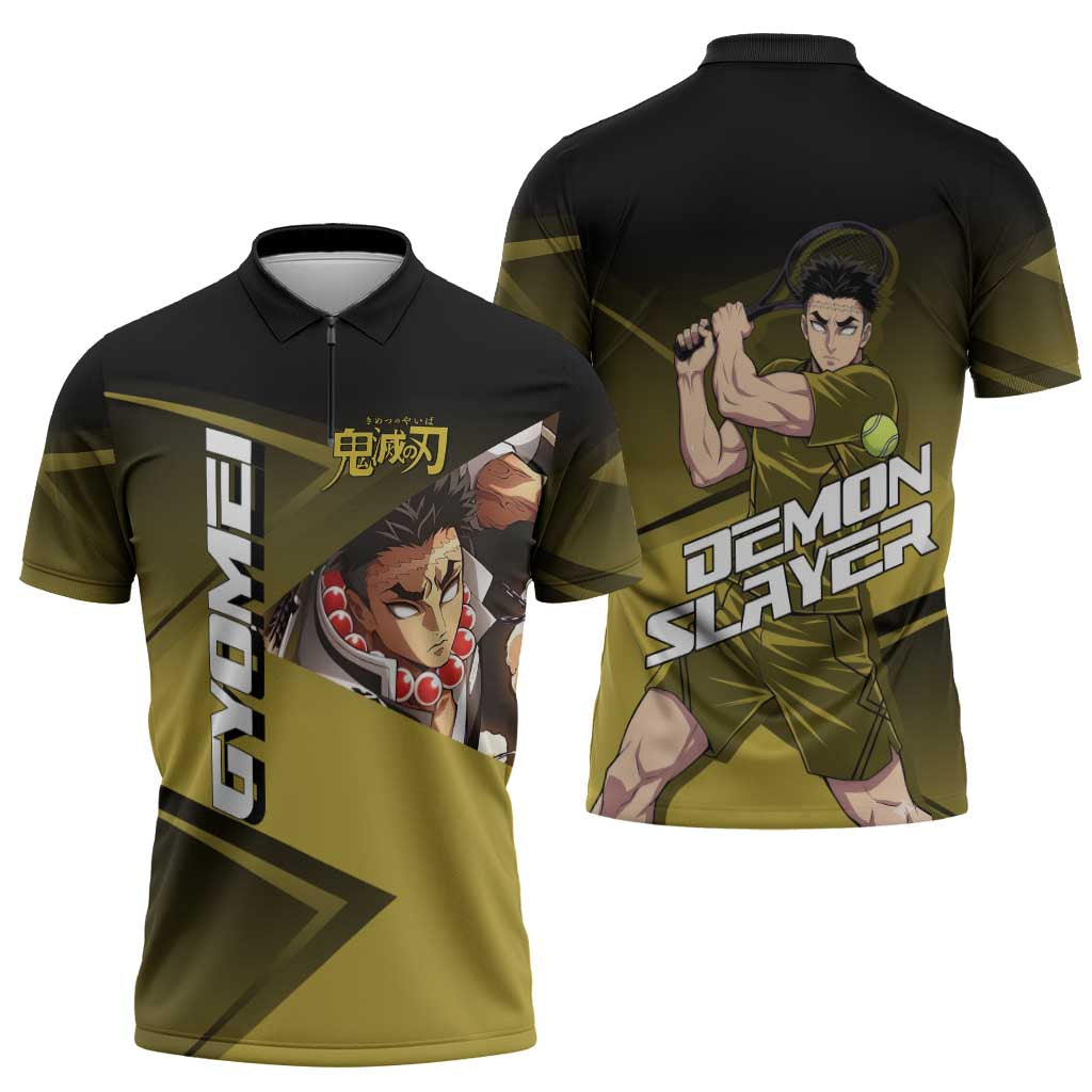 Gyomei Himejima Stone Serve Zipper Polo Shirt Sporty Anime Mashup Style