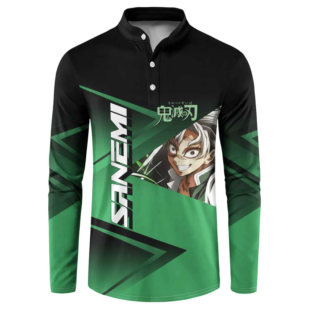 Sanemi Shinazugawa Wind Rally Button Sweatshirt Sporty Anime Mashup Style