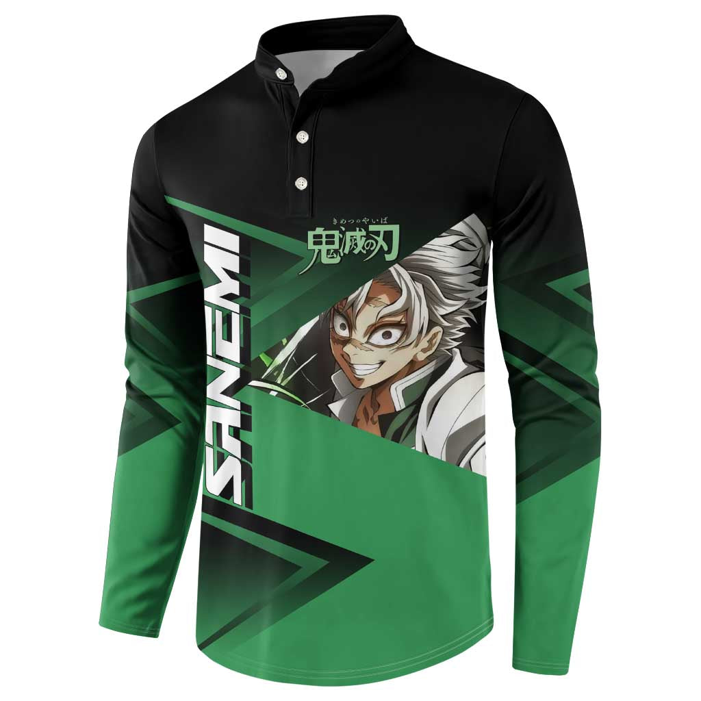 Sanemi Shinazugawa Wind Rally Button Sweatshirt Sporty Anime Mashup Style