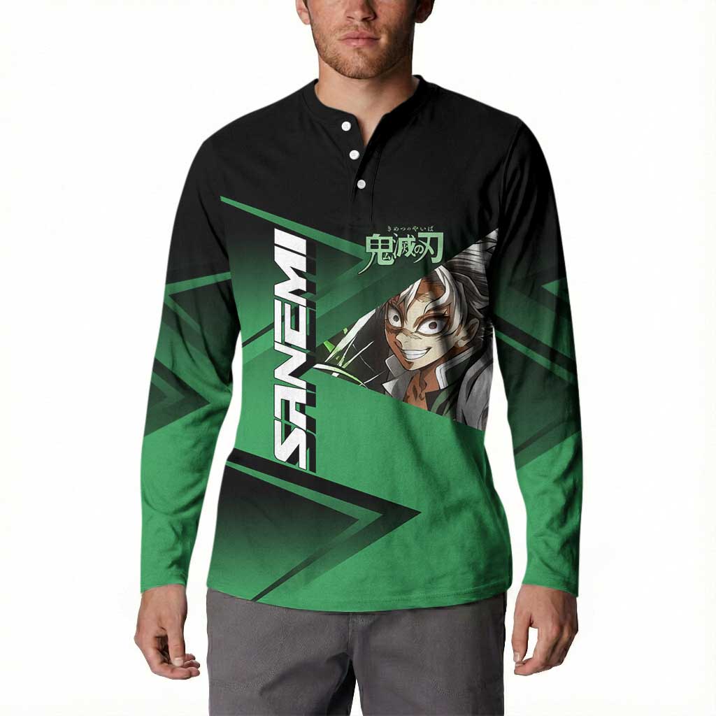 Sanemi Shinazugawa Wind Rally Button Sweatshirt Sporty Anime Mashup Style