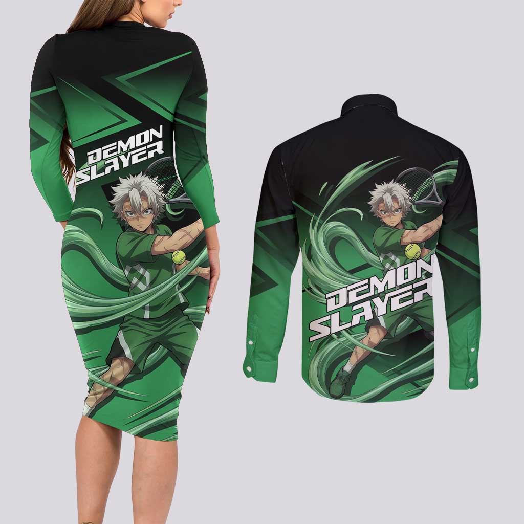 Sanemi Shinazugawa Wind Rally Couples Matching Long Sleeve Bodycon Dress and Long Sleeve Button Shirt Sporty Anime Mashup Style