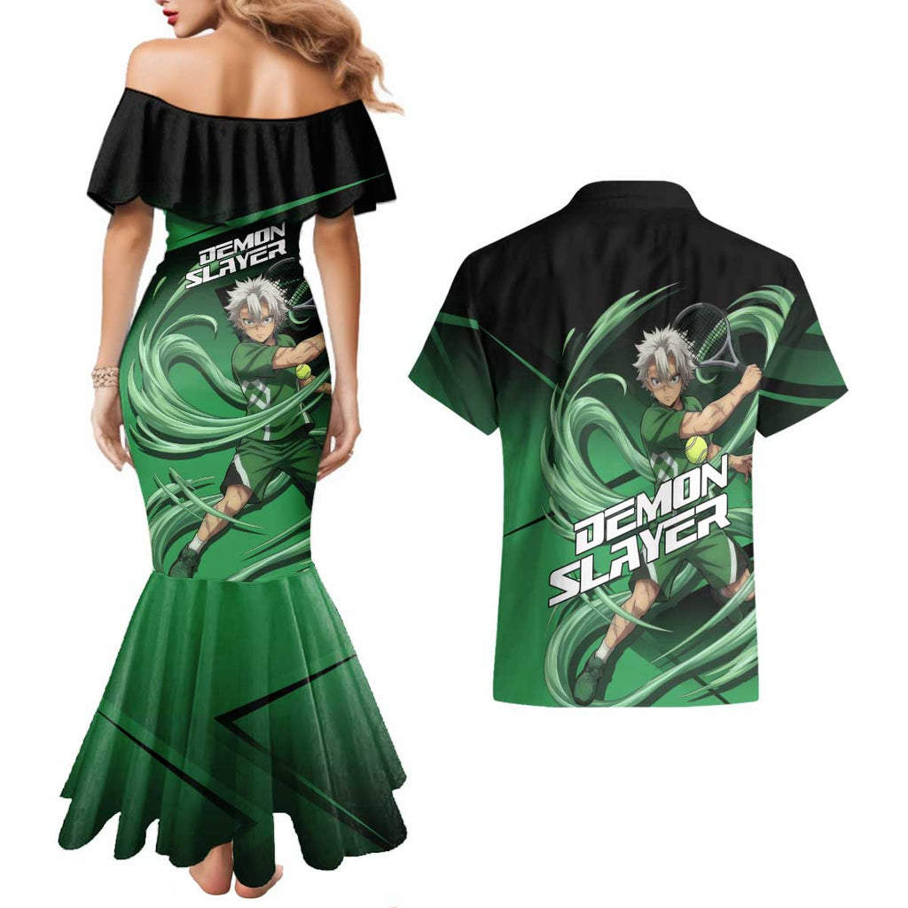 Sanemi Shinazugawa Wind Rally Couples Matching Mermaid Dress and Hawaiian Shirt Sporty Anime Mashup Style