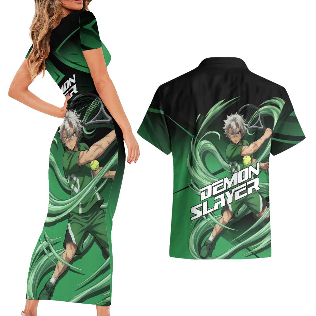 Sanemi Shinazugawa Wind Rally Couples Matching Short Sleeve Bodycon Dress and Hawaiian Shirt Sporty Anime Mashup Style
