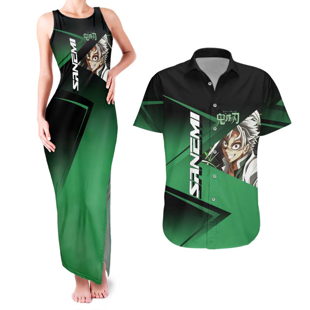 Sanemi Shinazugawa Wind Rally Couples Matching Tank Maxi Dress and Hawaiian Shirt Sporty Anime Mashup Style