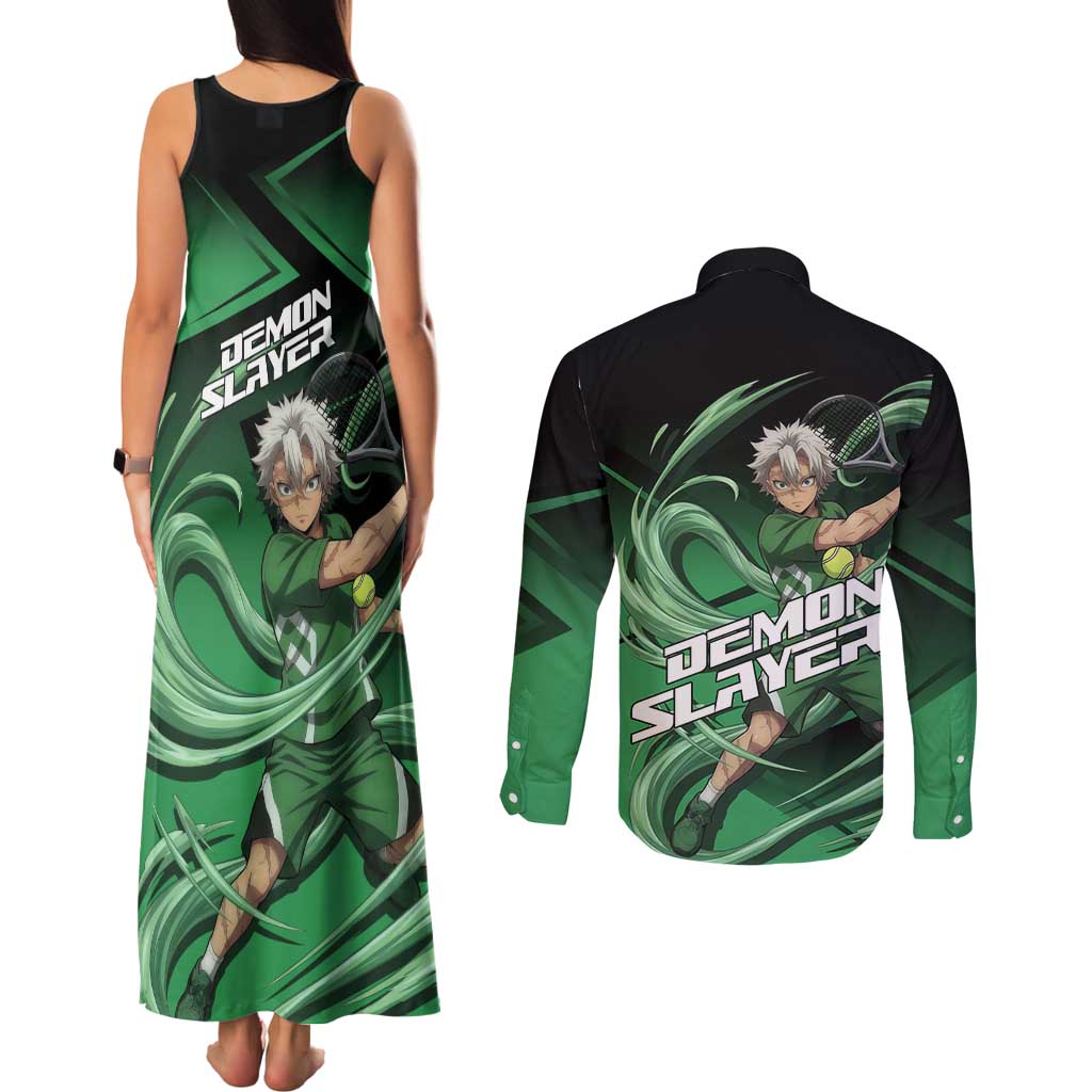 Sanemi Shinazugawa Wind Rally Couples Matching Tank Maxi Dress and Long Sleeve Button Shirt Sporty Anime Mashup Style
