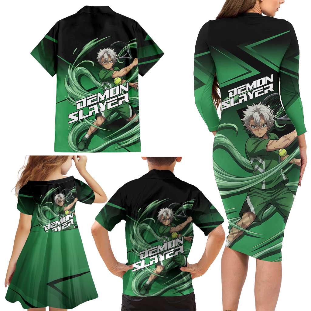Sanemi Shinazugawa Wind Rally Family Matching Long Sleeve Bodycon Dress and Hawaiian Shirt Sporty Anime Mashup Style