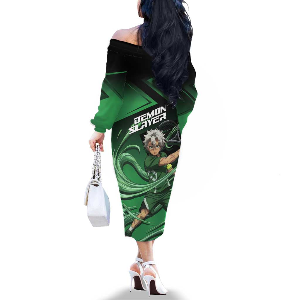 Sanemi Shinazugawa Wind Rally Family Matching Off The Shoulder Long Sleeve Dress and Hawaiian Shirt Sporty Anime Mashup Style