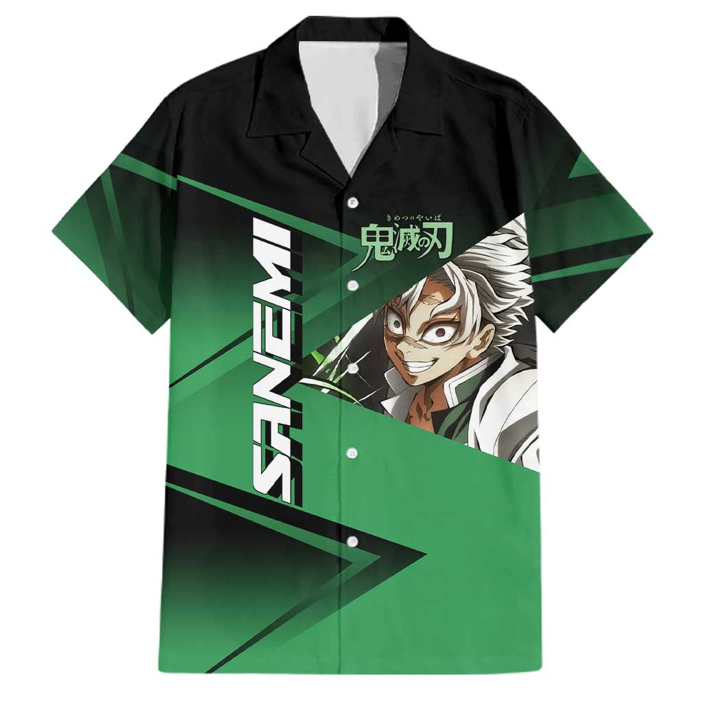 Sanemi Shinazugawa Wind Rally Family Matching Off Shoulder Maxi Dress and Hawaiian Shirt Sporty Anime Mashup Style