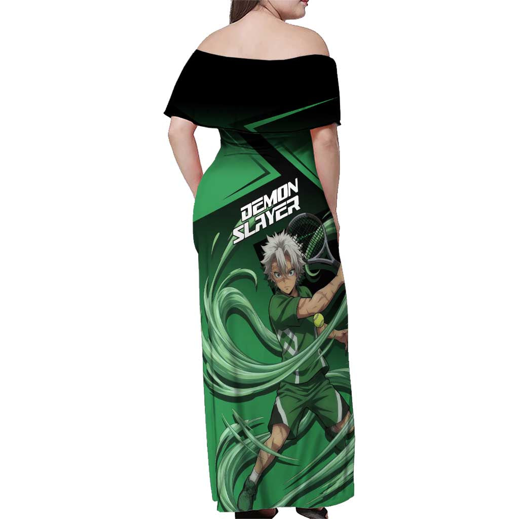 Sanemi Shinazugawa Wind Rally Family Matching Off Shoulder Maxi Dress and Hawaiian Shirt Sporty Anime Mashup Style