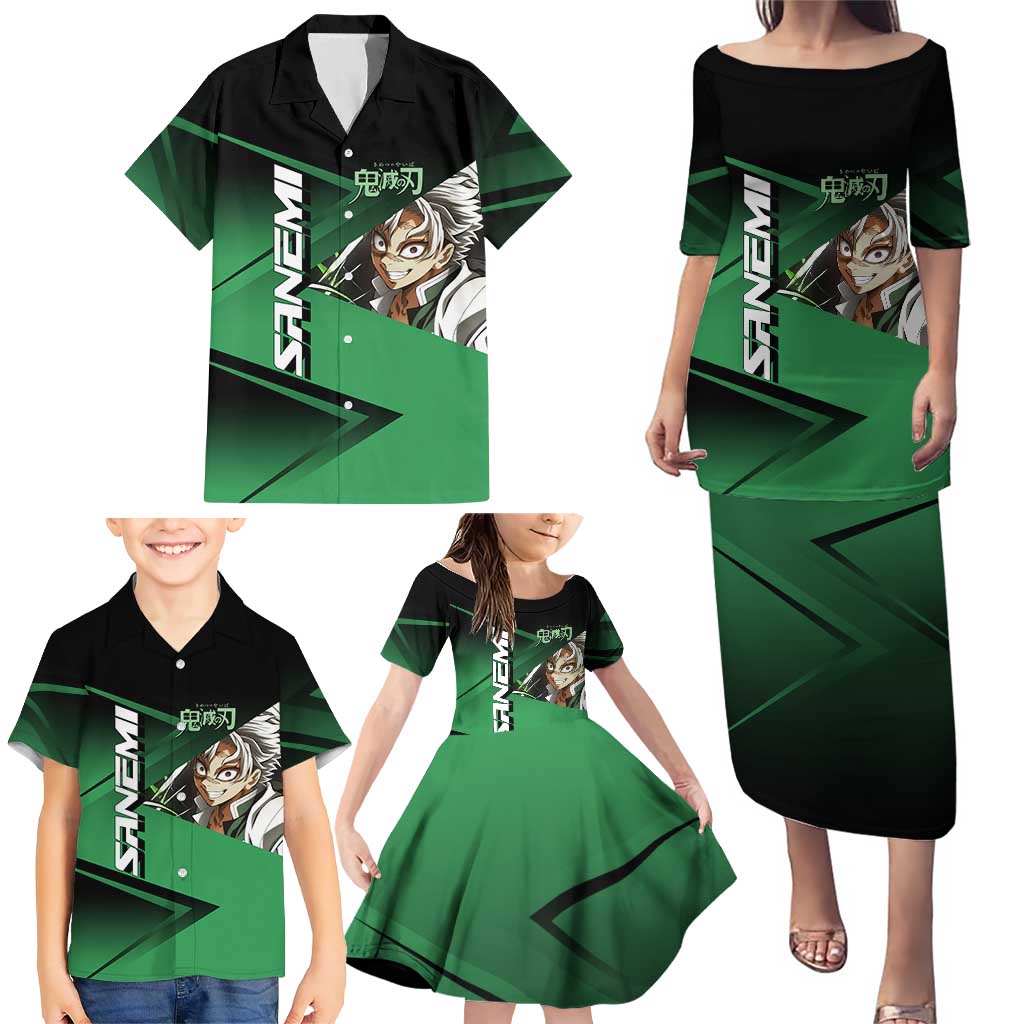 Sanemi Shinazugawa Wind Rally Family Matching Puletasi and Hawaiian Shirt Sporty Anime Mashup Style