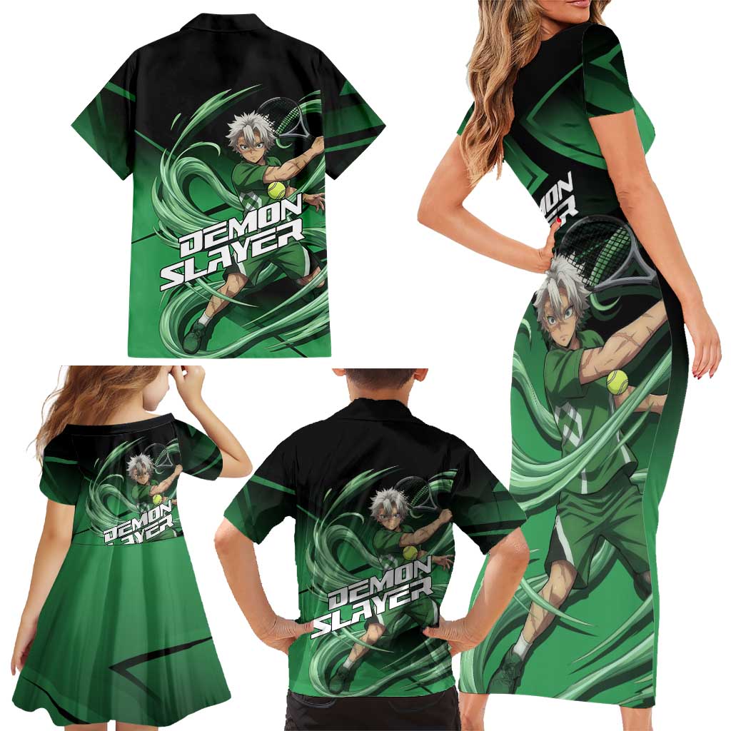 Sanemi Shinazugawa Wind Rally Family Matching Short Sleeve Bodycon Dress and Hawaiian Shirt Sporty Anime Mashup Style