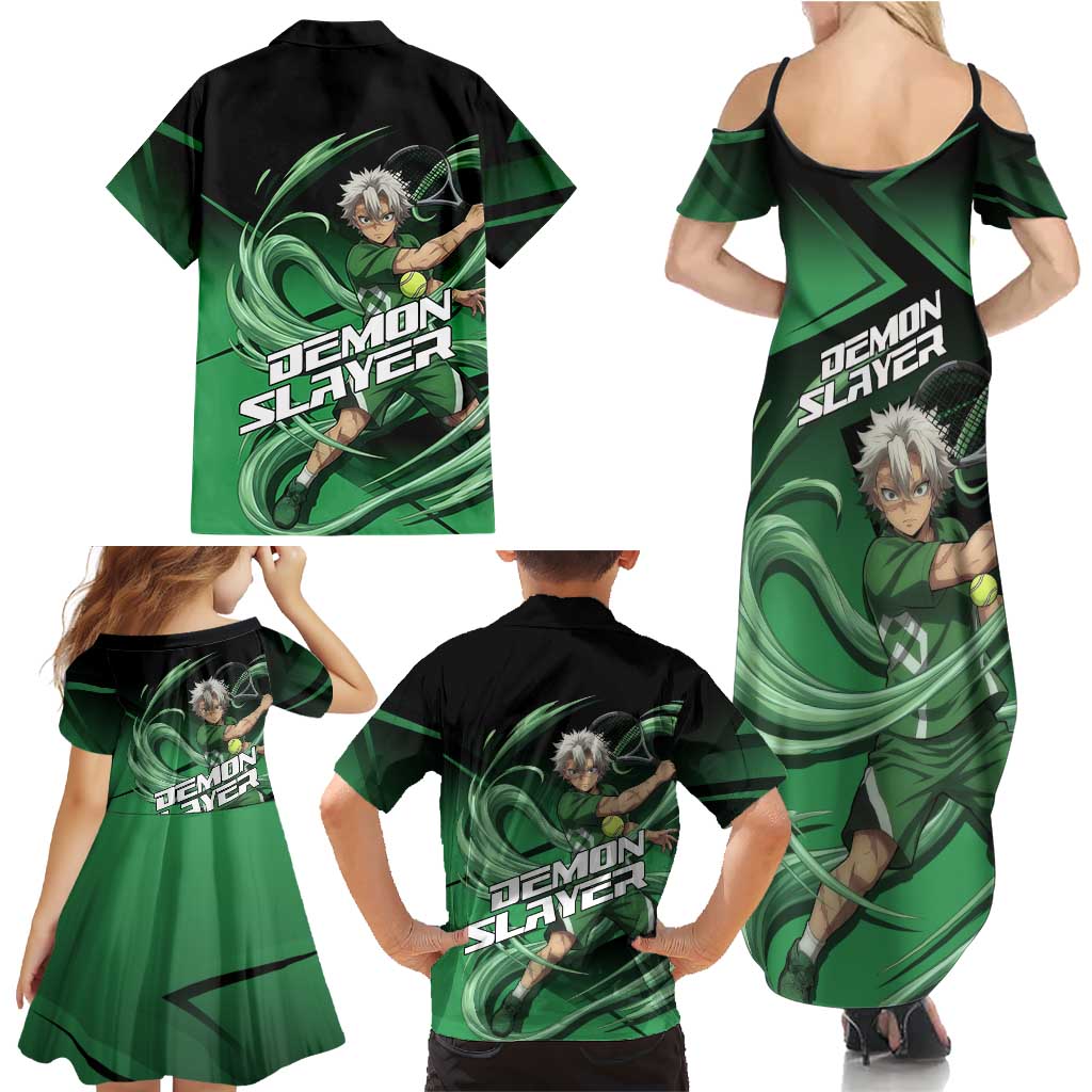 Sanemi Shinazugawa Wind Rally Family Matching Summer Maxi Dress and Hawaiian Shirt Sporty Anime Mashup Style