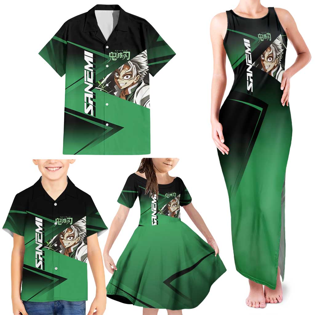 Sanemi Shinazugawa Wind Rally Family Matching Tank Maxi Dress and Hawaiian Shirt Sporty Anime Mashup Style