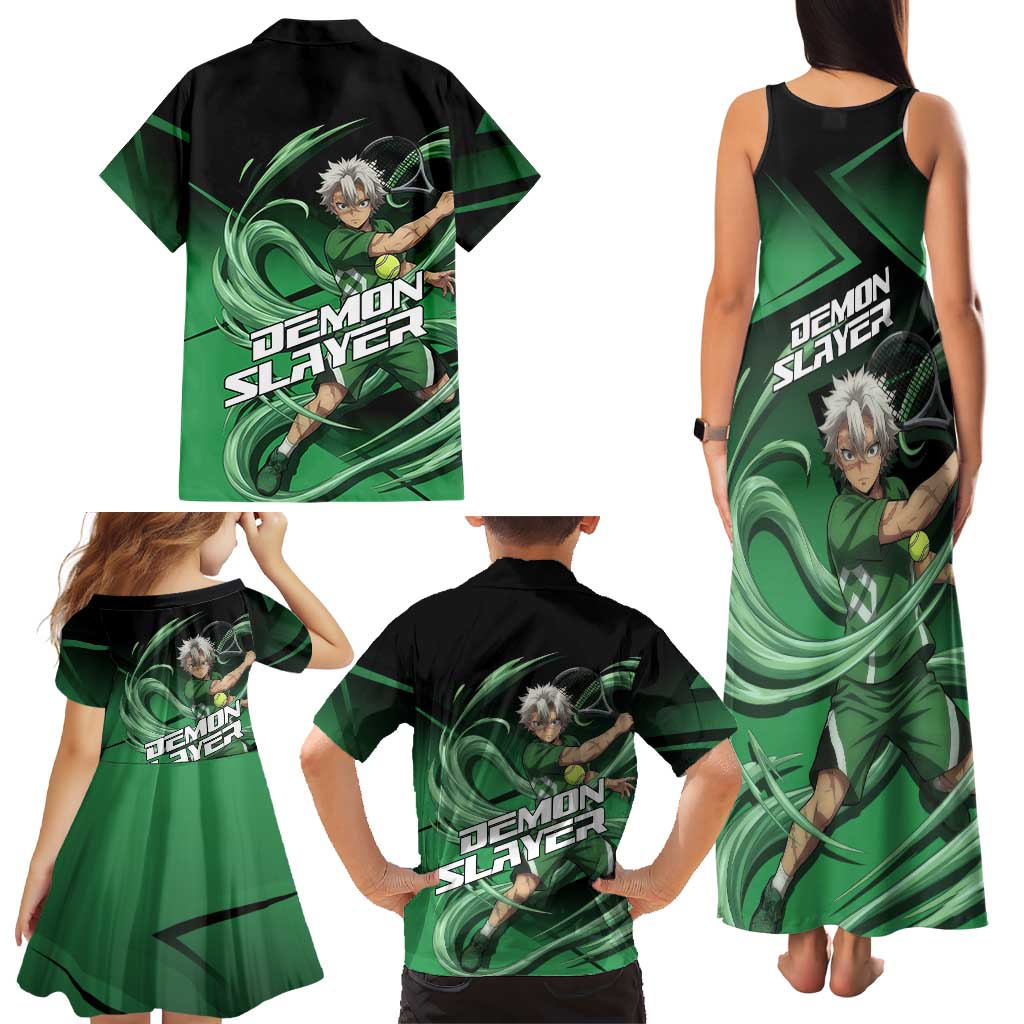 Sanemi Shinazugawa Wind Rally Family Matching Tank Maxi Dress and Hawaiian Shirt Sporty Anime Mashup Style