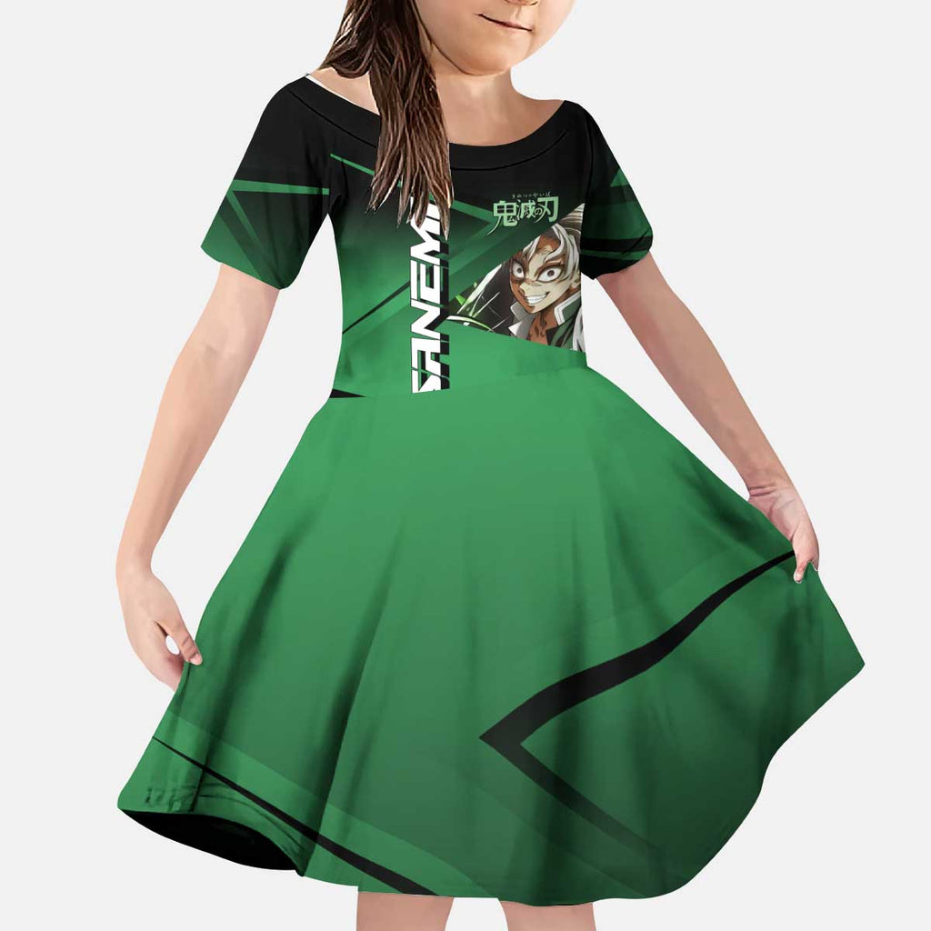 Sanemi Shinazugawa Wind Rally Kid Short Sleeve Dress Sporty Anime Mashup Style